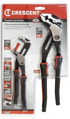 Z2 Tongue And Groove Plier Set, 8 Inch And 12 Inch, Professional Grade