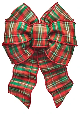 6159 Wired Bow, Red/green, 7 Loops, 8.5 X 14 Inches