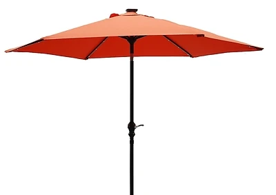 9 Ft Tilt Umbrella With Led Lights And Steel Pole In Orange