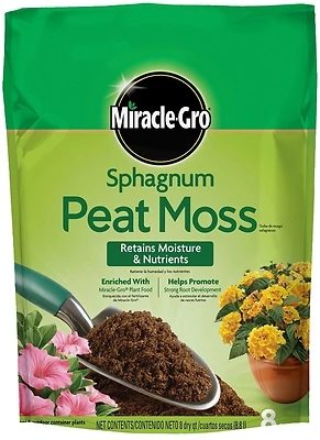 Miracle-gro Sphagnum Peat Moss, Solid, Earthy, 8 Quart Bag For Gardening