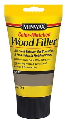 Minwax 448550000 Color-Matched Wood Filler, Gray, 6 Oz Tube