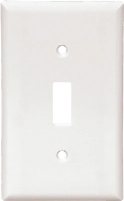 Eaton 2134W Wall Plate, 1-Gang Toggle Switch, White, 4.5 x 2.75 In