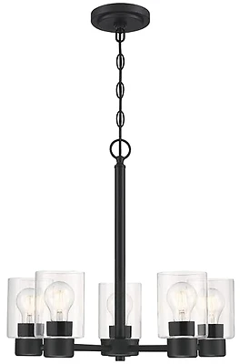 Sylvestre Five-light Chandelier With Clear Glass Shades In Matte Black Finish