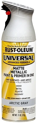 Universal Metallic Spray Paint, Artic Gray, 12 Ounce Can