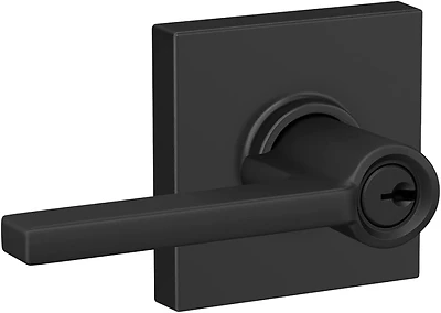 Schlage Latitude Lever Keyed Entry Lock With Collins Trim In Matte Black