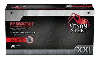 Steel Disposable Nitrile Gloves, Black, 2xl, 9.5 In Length, 6 Mil Thickness