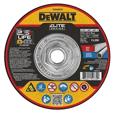 Elite Series 4-1/2 Inch Steel Cutting Wheel, Model Dwa8951h