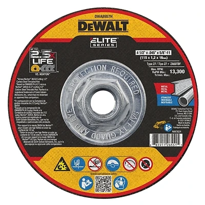 Elite Series T27 Wheel Cut 4-1/2" X 0.045" X 5/8" For Metal Cutting