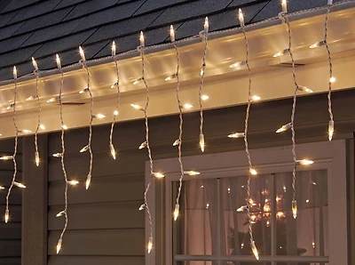 Santas Forest 26518 Led Icicle Lights, Clear, 150 Count, White Cord