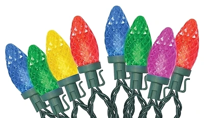 Santas Forest 24983 Led C9 Faceted Multi-color Lights Spool 100 Count
