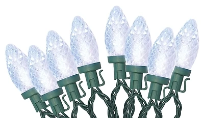 Santas Forest 24981 Led C9 Faceted Clear White Lights Spool 100 Count
