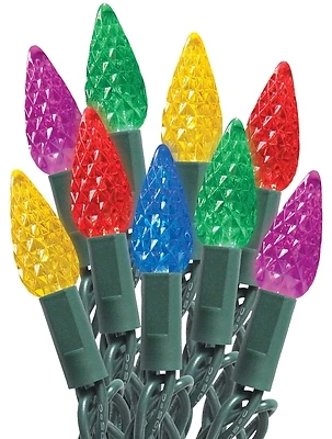 C6 Led Light Cord Spool With 100 Multi-color Bulbs On Green Wire
