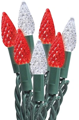 C6 Led String Lights, Candy Cane Color, 50 Bulbs, Indoor/outdoor Use
