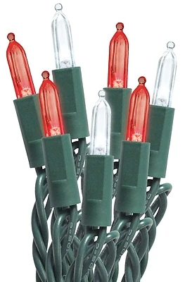 50 Count Candy Cane Mini String Lights, Led C6 Bulbs On Green Wire