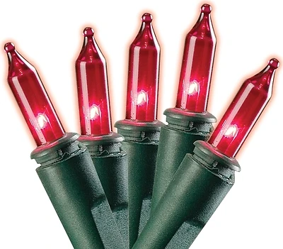 V4003-49 100-lamp Red Incandescent Christmas Light Set, 120v, 40.8w