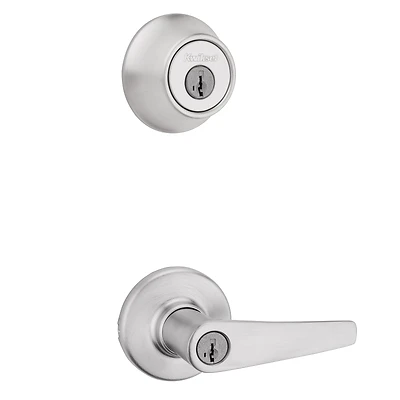 Balboa Lever Handle Deadbolt Security Set, Satin Chrome, Adjustable Backset