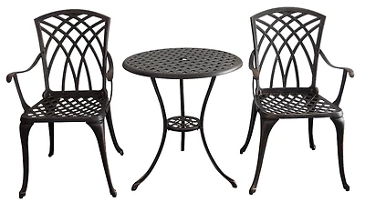 Ip-xg1022 3-piece Bistro Set With Aluminum Tabletop And Antique Bronze Finish