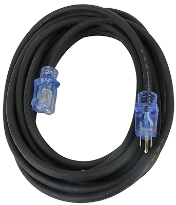 Powerzone Orec732825 12/3 Heavy-Duty Rubber Extension Cord, 25 Ft, LED Indicator