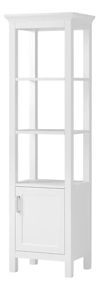 Hollis Collection White Linen Cabinet 20 X 68 Inches With Open Shelving