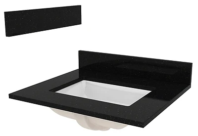 Black Galaxy Granite Vanity Top 25x22 Inches With White Trough Bowl