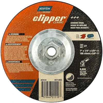 Clipper Classic T27 Grinding Wheel 7 X 1/4 X 5/8-11 Inch
