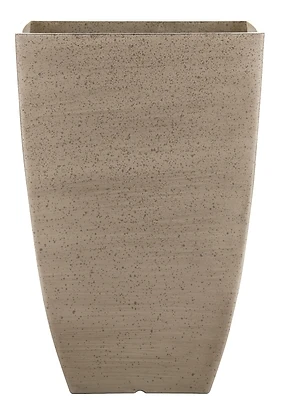 Newland Planter, 15-1/2 In H, Square, Plastic/resin, White Stone Aesthetic