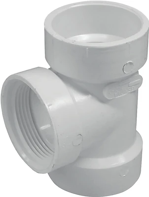 Canplas 192114s Test Tee, 1-1/2 In, PVC, Hub x FNPT Connection