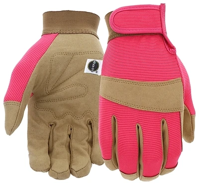 Miracle-Gro MG86205-W-ML Women's Leather Garden Gloves, M/L, Pink/Red