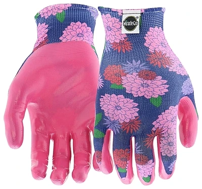 Miracle-gro Women's Nitrile Palm Garden Gloves, Medium/large, Pink/purple