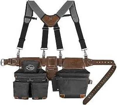 Leather Tool Belt With Suspenders, Adjustable Up To 54 Inches