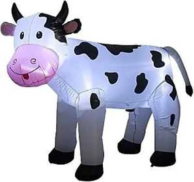 90812 5 Ft Inflatable Cow - Black/white Polyester Christmas Decoration