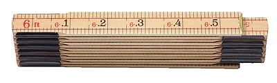101204u Engineering Folding Ruler, Wood With Black/red Markings, 1/10th, 1/100th, 1/16 In Graduation