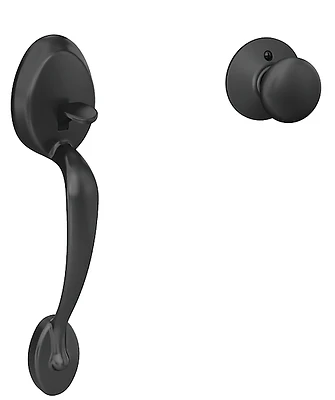 Plymouth Matte Black Entry Handle And Knob Set - Model Fe285gply622
