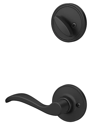Interior Seville Lever And Single Cylinder Deadbolt In Matte Black - Right Handed