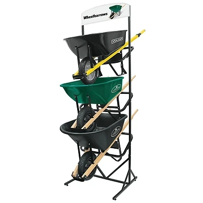 55432 Wheelbarrow Displayer With Sign, 32 In W X 98 In H X 30 In L