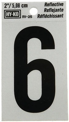 Number House 6 Inch Reflective Black Sign Rv-25/6
