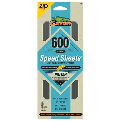 Premium Sanding Speed Sheets, Hook and Loop, 600 Grit, 3-2/3 x 9-In., 5-Pk.