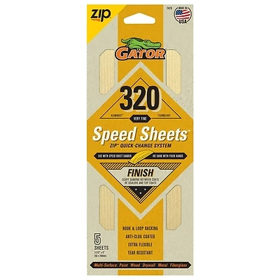 Premium Sanding Speed Sheets, Hook and Loop, 320 Grit, 3-2/3 x 9-In., 5-Pk.