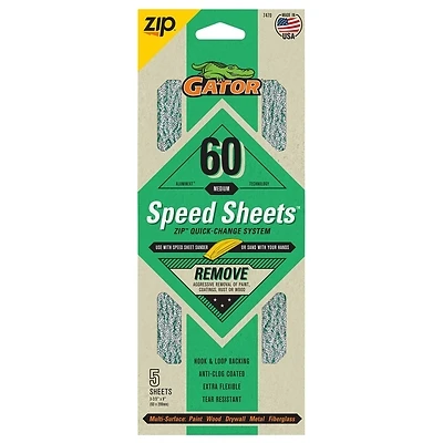 Zip Speed Sandpaper Sheets, 60 Grit, 5-Pk.