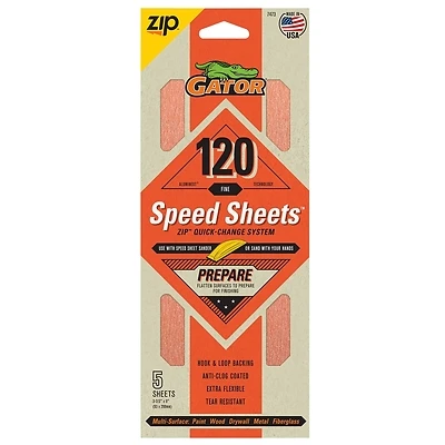 Zip Speed Sandpaper Sheets, 180 Grit, 5-Pk.