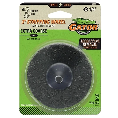 Gator 7006GA Drill-Mount Stripping Wheel, Extra Coarse, 3 In., 2-Pk.