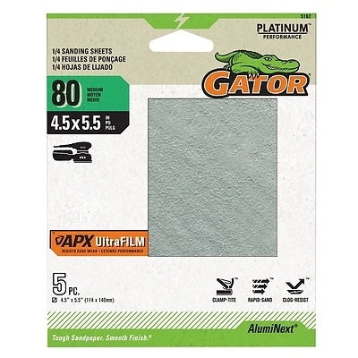 APX Ultrafilm Palm Sander 1/4 Sanding Sheets, 80 Grit, 3-Pk.