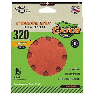 Random Orbit Sanding Discs, 320 Grit, 5 In., 15-Pk.