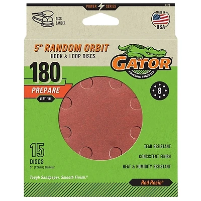 Random Orbit Sanding Discs, 180 Grit, 5 In., 15-Pk.