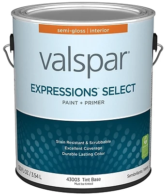 Valspar Paint and Primer Interior Semi-Gloss, Tint Base, 1 Gallon