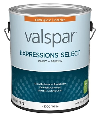 Valspar Interior Semi-Gloss White Paint and Primer, 1 Gallon