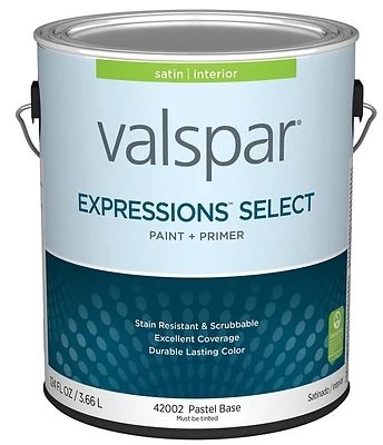Valspar 028.0042002.007 Interior Satin Paint and Primer, Pastel Base, 1 Gallon