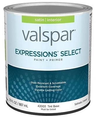 Valspar 028.0042003.005 Interior Satin Paint and Primer, Tint Base, Quart