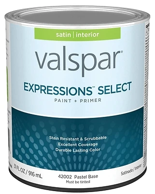 Valspar Paint And Primer Interior Satin Pastel Base, Quart
