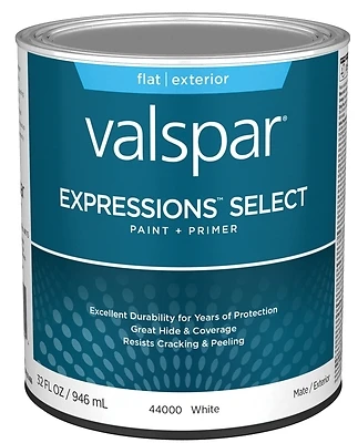 Paint And Primer Exterior Flat White Quart 100% Acrylic Formula